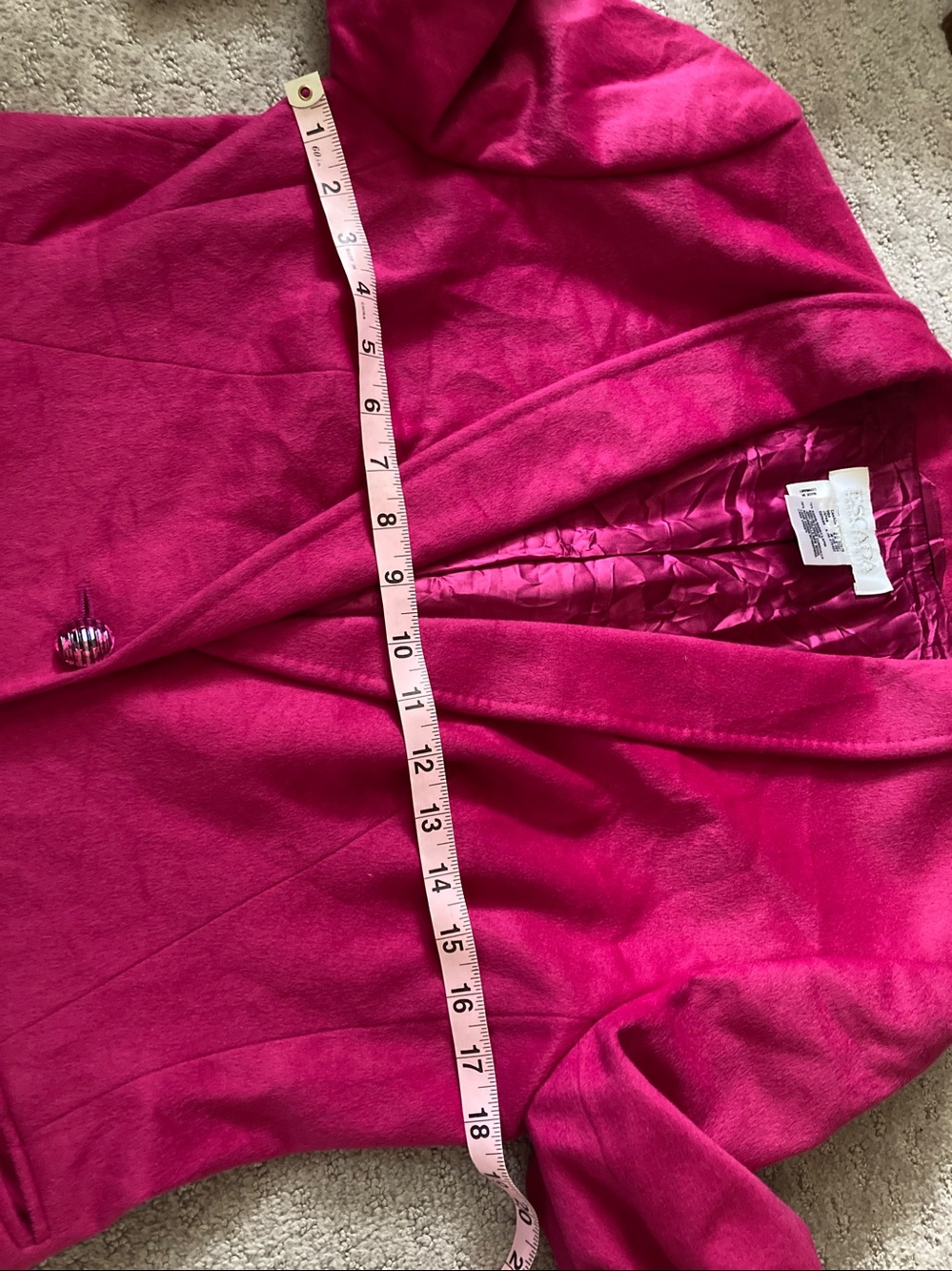 Vintage Escada fuchsia rabbit & wool blazer jacket, ~Medium. - Picture 10 of 16